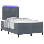 Lit à ressort vidaXL avec matelas et LED Gris foncé 120x200 cm Velours