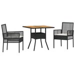 vidaXL Ensemble de salle à manger pour jardin 3 Pièces Noir Poly rotin