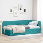 vidaXL Cadre de lit d'angle Turquoise 100 x 200 cm Velours