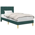 vidaXL Cadre de lit avec tête de lit Vert foncé 90 x 200 cm Tissu