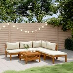 vidaXL Salon de jardin 6 Pièces avec coussin crème Bois d'acacia solide