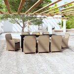 vidaXL Ensemble à manger de jardin avec coussins 9 Pièces marron