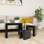 vidaXL Tables basses gigognes 3 Pièces noir brillant bois d'ingénierie