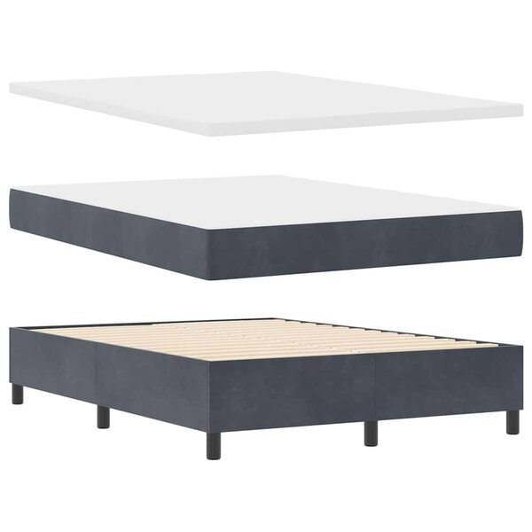 vidaXL Lit à ressorts avec matelas Gris foncé 160 x 200 cm Velours
