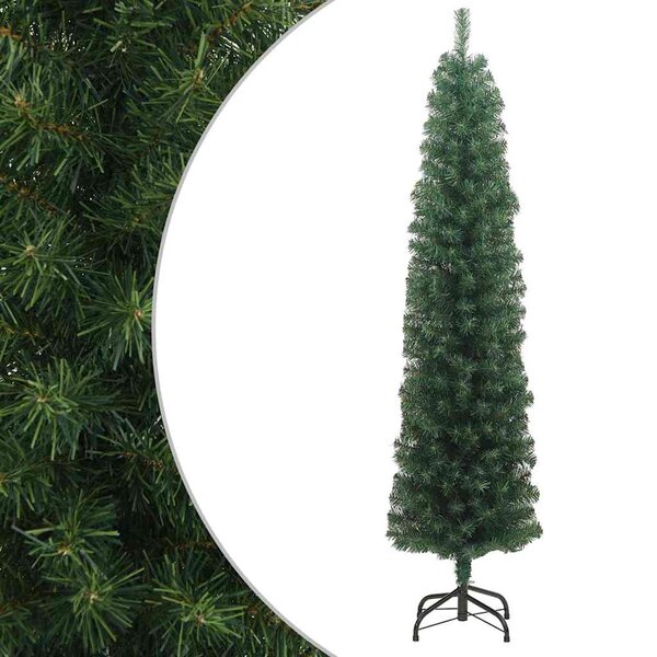 vidaXL Sapin de Noël artificiel mince avec support vert 180 cm PVC