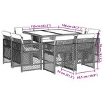 vidaXL Ensemble à manger de jardin et coussins 9 Pièces gris clair rotin