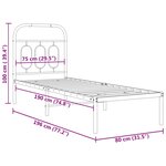 vidaXL Cadre de lit métal sans matelas avec tête de lit noir 75x190 cm