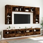 vidaXL Ensemble de meubles TV muraux 8 Pièces et lumières LED chêne fumé