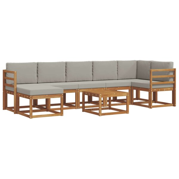 vidaXL Ensemble de canapés d'extérieur 8 pc Gris Naturel et Clair