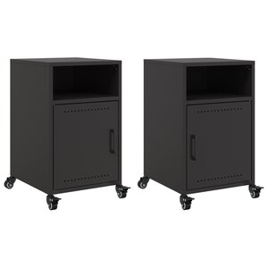 vidaXL Tables de chevet 2 Pièces noir 36x39x59 cm acier