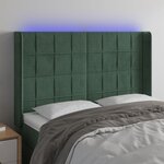 vidaXL Tête de lit à LED Vert foncé 147x16x118/128 cm Velours