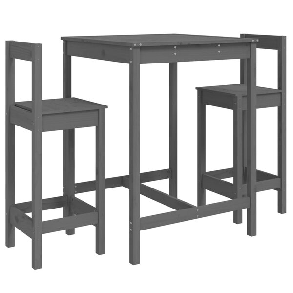 vidaXL Ensemble de bar de jardin 3 Pièces gris bois de pin massif