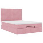 vidaXL Cadre de lit ottoman avec matelas rose 140x190 cm velours
