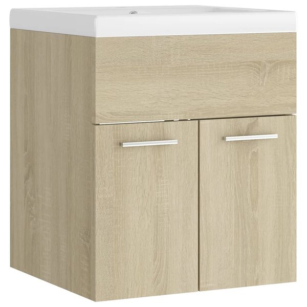 vidaXL Armoire d'évier avec lavabo intégré Chêne sonoma Aggloméré