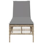 vidaXL Chaise longue avec coussin beige résine tressée