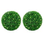vidaXL Boules de buis artificielles avec lumières LED 2 Pièces vert 55 cm