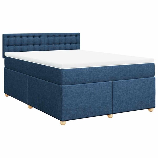 vidaXL Sommier à lattes de lit avec matelas Bleu 140x190 cm Tissu