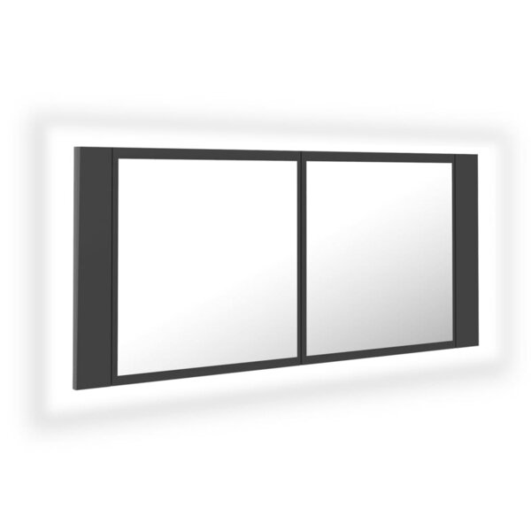 vidaXL Armoire de salle de bain à miroir LED Gris 100x12x45 Acrylique