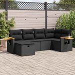 vidaXL Salon de jardin 6 Pièces avec coussins noir résine tressée