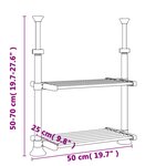 vidaXL Étagère de cuisine 50x25x(50-70) cm aluminium