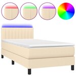vidaXL Sommier à lattes de lit avec matelas LED Crème 80x200 cm Tissu