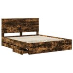 vidaXL Cadre de lit Chêne fumé 160 x 200 cm Bois Ingénierie