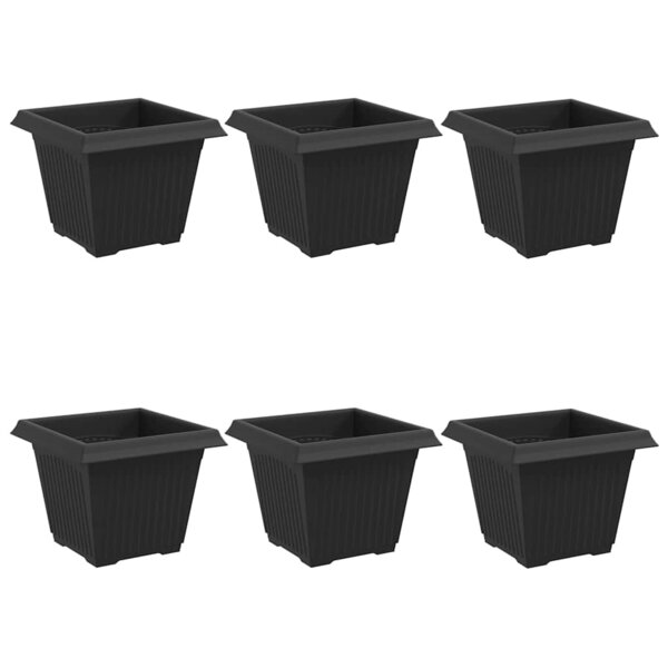 vidaXL Pot de Fleurs Carré 6 pc Noir 33 x 33 x 26 cm Plastique