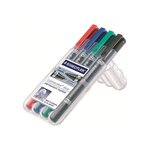 Marqueur permanent Lumocolor® Duo pointes ogives fine et moyenne (0,6 mm et 1,5 mm) couleurs assorties lot de 4