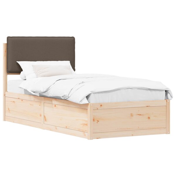 vidaXL Cadre de lit avec tête de lit rembourrée Taupe 75 x 190 cm