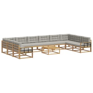 vidaXL Ensemble de canapés d'extérieur 11 pc Blanc et gris clair