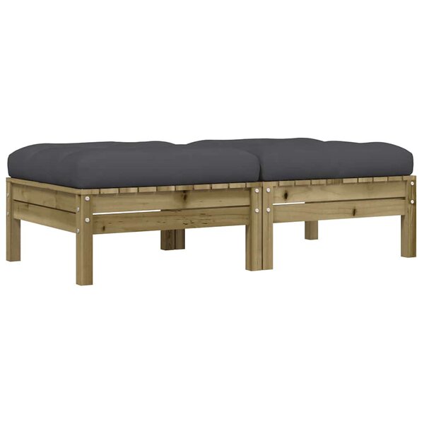 vidaXL Repose-pieds de jardin avec coussins 2 Pièces bois de pin imprégné