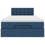 vidaXL Lit ottoman avec matelas et LED Bleu 120x200 cm Tissu