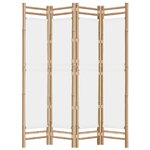 vidaXL Cloison de séparation pliante 4 panneaux 160 cm Bambou et toile