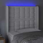 vidaXL Tête de lit à LED Blanc 103x16x118/128 cm Similicuir