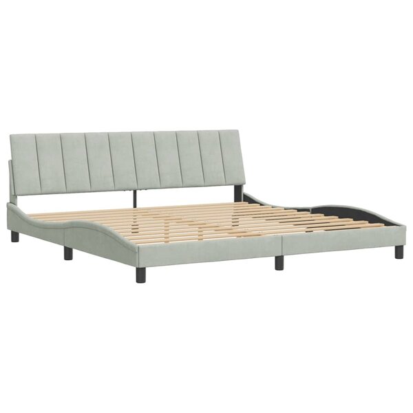 vidaXL Cadre de lit avec tête de lit Gris clair 200x200 cm Velours
