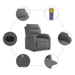 vidaXL Fauteuil inclinable de massage électrique gris foncé tissu