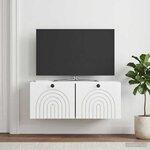 vidaXL Meuble TV mural Montage mural Blanc brillant 78 5 x 31 x 30 cm