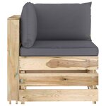vidaXL Canapé de jardin 4 places avec coussins bois imprégné de vert