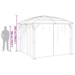 vidaXL Tonnelle avec rideaux 300x300x265 cm Anthracite