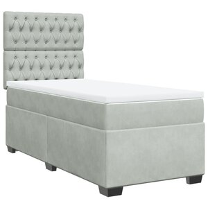 vidaXL Sommier à lattes de lit et matelas Gris clair 90x190 cm Velours
