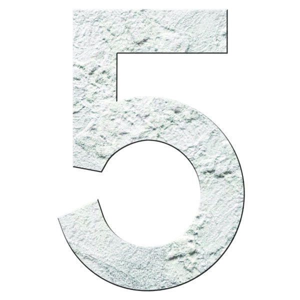 Numéro 5- Numéro adhésif pour boîtes aux lettres- Pierre véritable 50 mm  Albatre