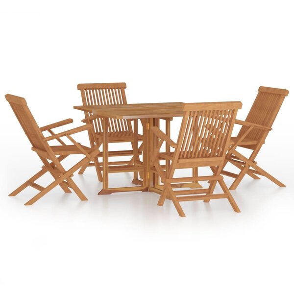 vidaXL Ensemble à manger d'extérieur pliable 5 Pièces Bois solide de teck