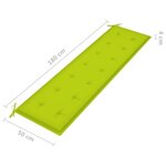 vidaXL Banc de jardin avec coussin vert vif 175 cm Bois de teck massif