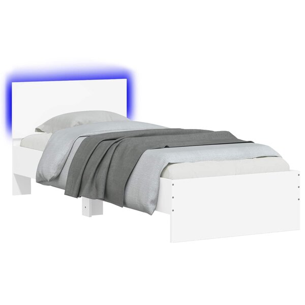 vidaXL Cadre de lit avec bandes LED Blanc Bois d'ingénierie