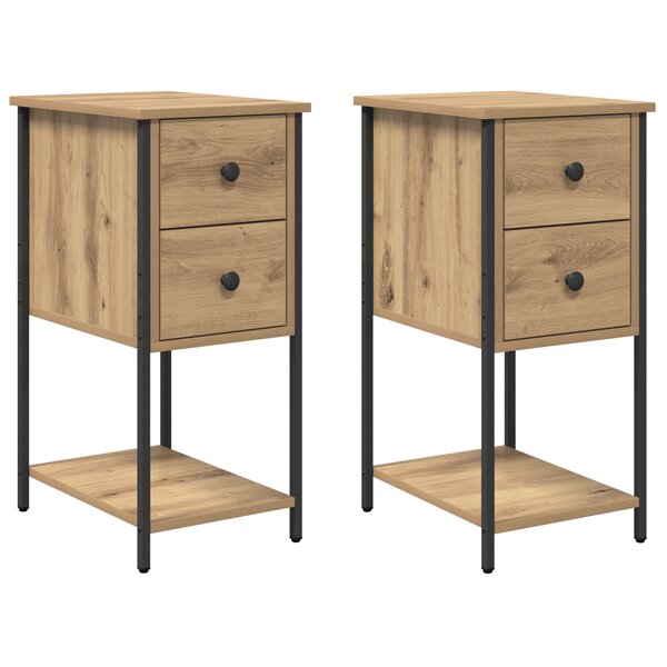 vidaXL Cabinet de chevet 2 Pièces chêne artisanal 32 x 42 x 70 cm