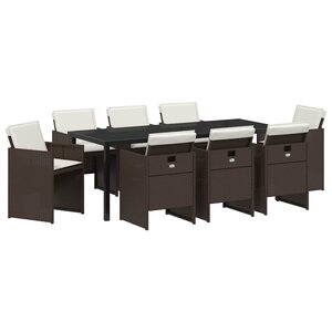 vidaXL Ensemble de salle à manger pour jardin 9 Pièces Marron polyrotin