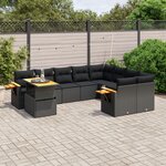vidaXL Salon de jardin 10 Pièces avec coussins noir résine tressée