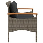 vidaXL Banc de jardin avec coussins 116x62 5x74 cm gris résine tressée