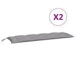 vidaXL Coussins de banc jardin lot de 2 gris 150x50x7 cm tissu Oxford
