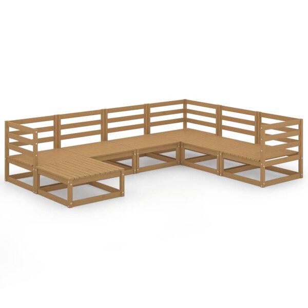 vidaXL Salon de jardin 7 Pièces marron miel bois de pin massif